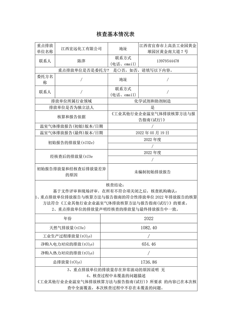 江西宏远化工有限公司温室气体核查报告(2)_2